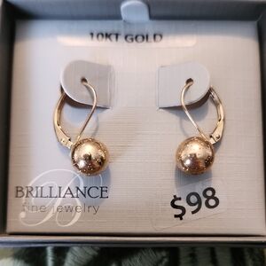 10KT Gold Glitter Ball Earrings